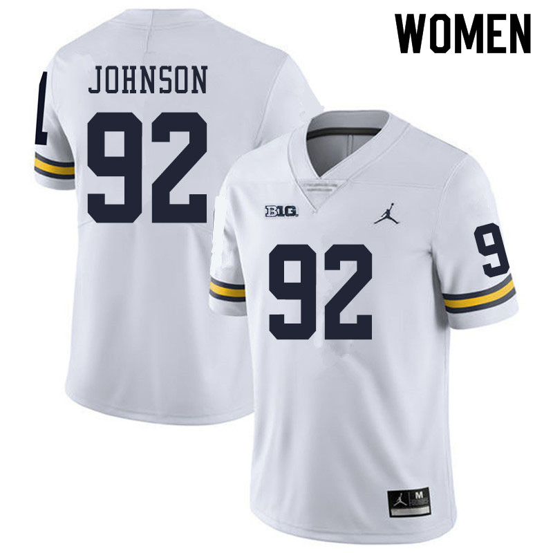 Women #92 Ron Johnson Michigan Wolverines College Football Jerseys Sale-White
